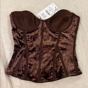 NWT Brown/Mauve Velvet Corset Top